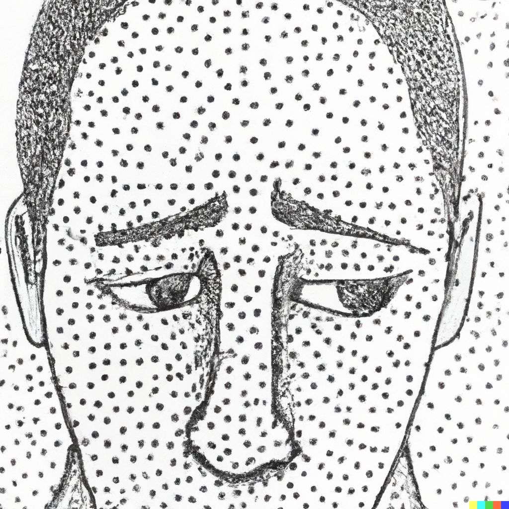 a representation of anxiety, stipple drawing